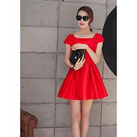 womens casualdaily simple a line dress solid u neck above knee short s ...