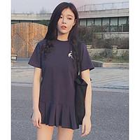 womens casualdaily simple t shirt dress solid round neck mini short sl ...