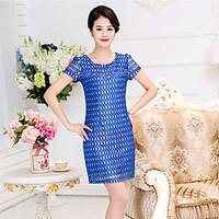 womens casualdaily sheath dress solid round neck mini short sleeve pol ...