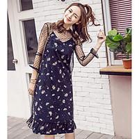 womens casualdaily simple shift dress floral round neck knee length sl ...