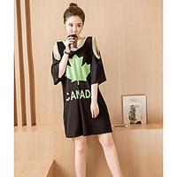 womens casualdaily simple t shirt dress print round neck above knee sh ...