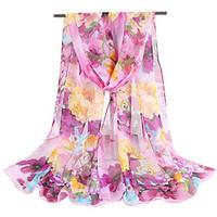 women vintage chiffon thin scarf cute party casual rectangle red pink  ...