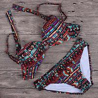 womens vintage floral triangle wave pus up bikini