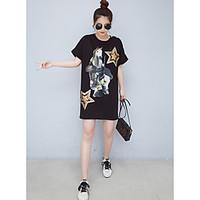 womens casualdaily t shirt dress print round neck above knee short sle ...