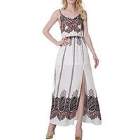 womens bohobackless casualdaily simple loose dress print strap maxi sl ...