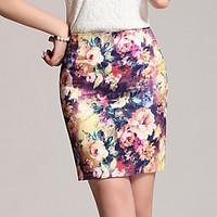 Women\'s Casual/Daily Above Knee Skirts, Sexy Bodycon Floral Floral Print Summer