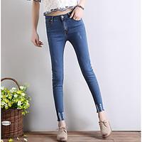 womens mid rise strenchy jeans pants simple skinny solid