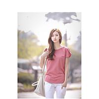 womens daily simple summer t shirt solid round neck short sleeve broca ...