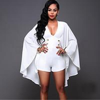 womens jumpsuit summer spring cape style bodysuit long sleeve solid el ...