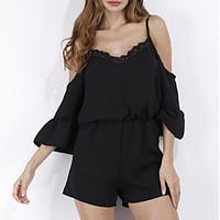 womens mid rise going out holiday rompers sexy simple loose solid colo ...