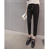 womens mid rise strenchy chinos pants simple harem striped