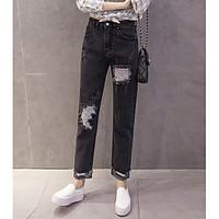 womens mid rise micro elastic jeans pants simple straight solid