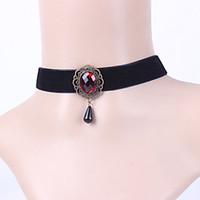 Women\'s Choker Necklaces Gothic Jewelry Ruby Gemstone Flannelette Jewelry Wedding Party Halloween Daily Casual 1pc