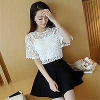 womens casualdaily simple spring summer blouse solid round neck length ...