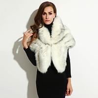 Women\'s Going out / Casual/Daily / Party/Cocktail Sexy / Simple Fur Coat, Solid Round Neck Sleeveless Fall /