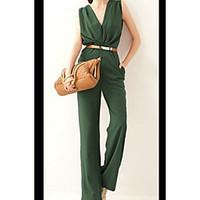 Women\'s Going out Jumpsuits, Glam Relaxed Solid Color Summer