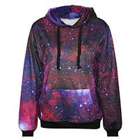 Women\'s Daily Casual Hoodie Galaxy Hooded Inelastic Polyester 3/4 Length Sleeve Spring