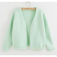 womens going out casualdaily cute short cardigan solid round neck long ...