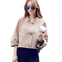 womens casualdaily simple street chic fall winter jackets solid stand  ...