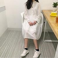 womens going out sexy a line dress solid check crew neck knee length l ...