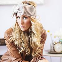 Women\'s Fashion Knitting Warm Cute Bowknot Hoop Hat