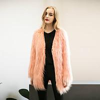 Women\'s Going out / Casual/Daily / Formal Vintage / Simple / Street chic Fur Coat, Solid Long Sleeve Faux Fur