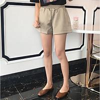 Women\'s Mid Rise Micro-elastic Shorts Pants, Street chic Wide Leg Solid