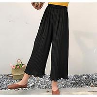 womens mid rise high elasticity wide leg pants cute wide leg solid