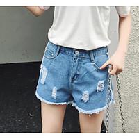 womens high rise micro elastic jeans shorts pants chinoiserie wide leg ...