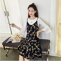 womens casualdaily street chic spring shirt skirt suits solid floral r ...