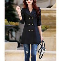 womens casualdaily simple fall coat solid notch lapel half sleeve regu ...