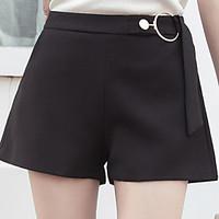 womens mid rise micro elastic shorts pants simple wide leg solid