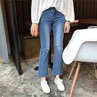 womens high rise micro elastic jeans pants simple bootcut solid