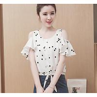 womens casualdaily simple shirt solid round neck short sleeve cotton