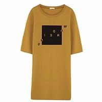 womens casualdaily simple t shirt print round neck length sleeve other ...