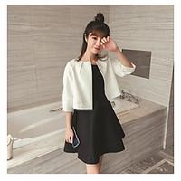 womens casualdaily simple spring fall jacket solid round neck short co ...