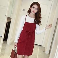 womens going out simple a line dress solid round neck above knee long  ...
