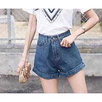 womens mid rise micro elastic jeans shorts pants simple wide leg solid