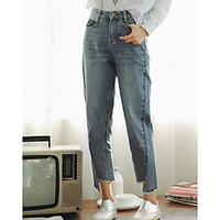 womens mid rise micro elastic jeans pants simple wide leg solid