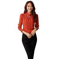 womens solid turtle neck long sleeve t shirt beaded high neck chiffon  ...