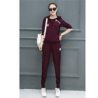 womens sports active spring hoodie pant suits solid hooded long sleeve