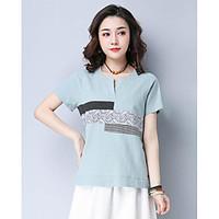 womens going out sophisticated t shirt print color block round neck sh ...