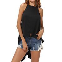 womens going out beach sexy summer t shirt solid strap sleeveless cott ...