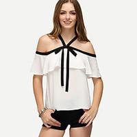 womens going out beach sexy summer blouse solid off shoulder short sle ...