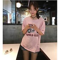 womens casualdaily simple t shirt animal print letter round neck short ...