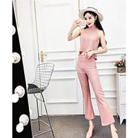 womens casualdaily simple summer tank top pant suits solid halter slee ...