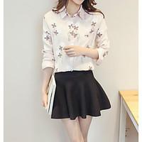 womens casualdaily simple shirt floral shirt collar long sleeve others