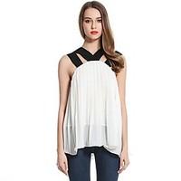 Women\'s Going out Casual/Daily Simple Blouse, Floral Boat Neck Sleeveless Polyester