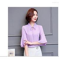 womens casualdaily simple spring shirt solid v neck length sleeve cott ...