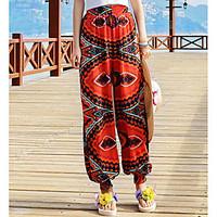 womens mid rise stretchy harem pants boho loose solid